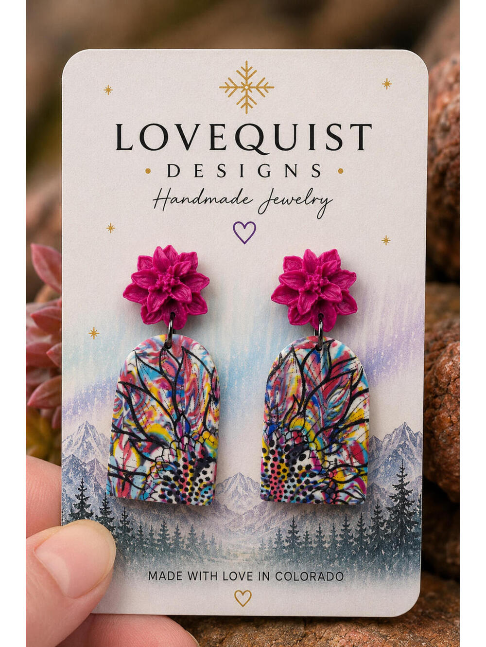 Rosfönster | Stained Glass Garden Statement Earrings